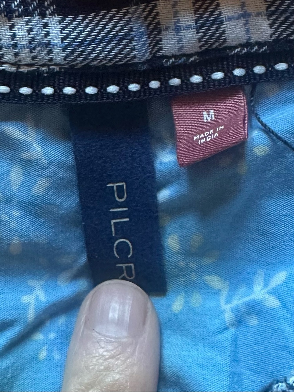 Pilcro Navy and White Plaid Wrap Dress - Picture 3 of 7